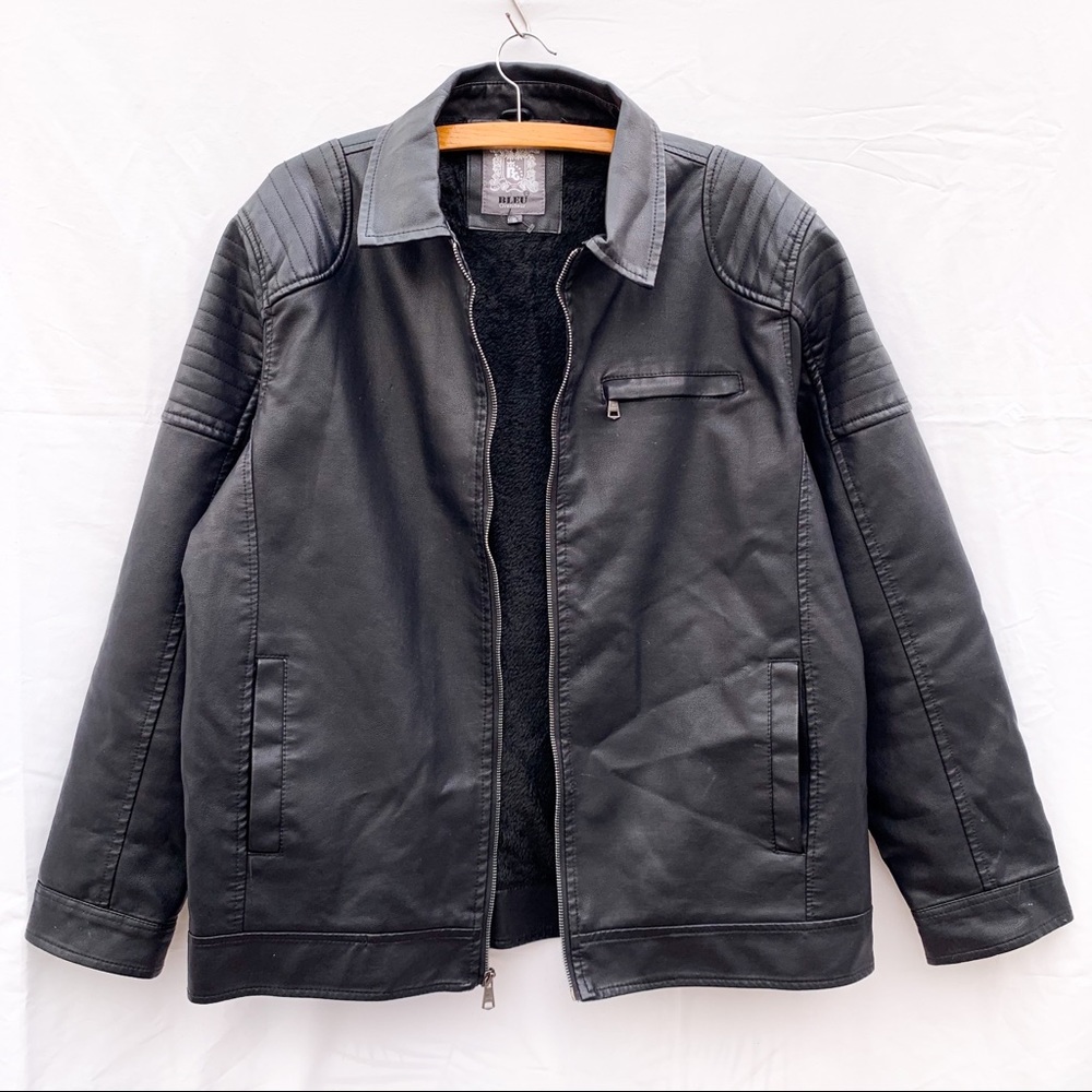 Bleu Grandeur Leather Coat